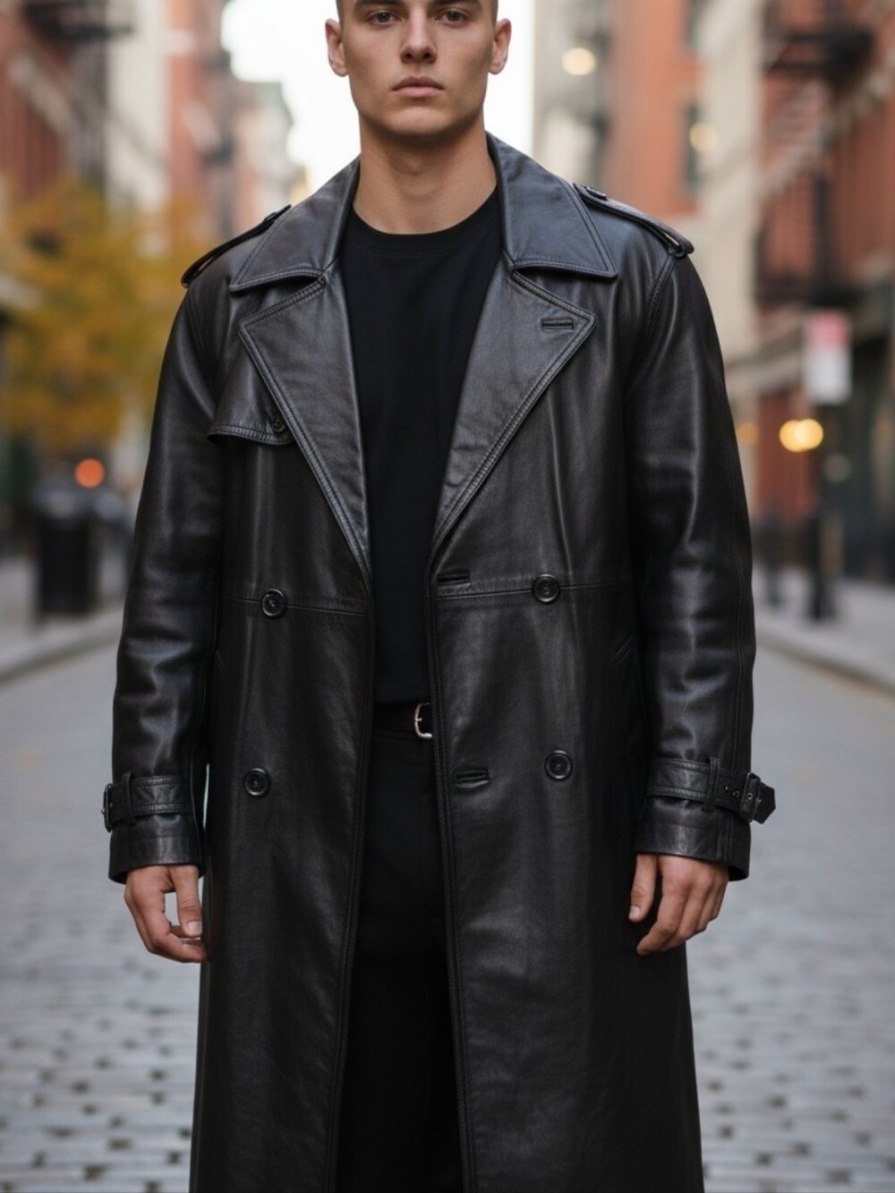 Vintage Phase Two Genuine Leather Trench Coat.